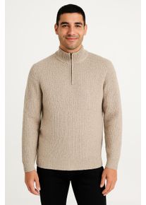 Only & Sons Troyer ONLY & SONS "ONSROLF REG HALF ZIP NECK KNIT - OTL", Herren, Gr. XL, silber (silber lining), Strick, Obermaterial: 60% Polyacryl, 40% Baumwolle, unifarben, regular fit, hoch geschlossener Ausschnitt, Pullover Troyer