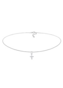 Choker Elli "Halskette Choker Kreuz Religion Zirkonia 925 Silber" Gr. 36, silber, Halsketten, Damen, mit Steinen, Silber 925 (Sterlingsilber), Choker
