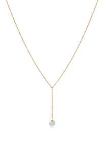 Silberkette Elli "Halskette Y-Kette Kugel 925 Silber, mit Kristallen von Swarovski" Gr. 40, gold, Halsketten, Damen, Silber 925 (Sterlingsilber), Silberkette