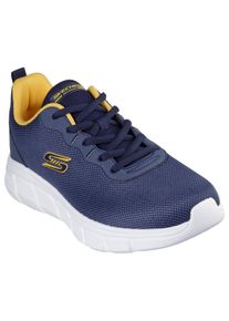 Sneaker Skechers "Bobs Sport&trade; B Flex &ndash; Chill Edge", Herren, Gr. 43, blau (navy, orange), Lederimitat, Mesh, kontrastfarbene Details, Schuhe Sneaker, Chunky Sneaker, Schn&uuml;rschuhe in veganer Verarbeitung