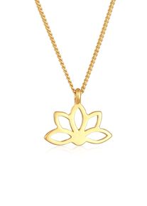 Kette mit Anh&auml;nger Elli "Halskette Lotusblume Blume Spirituell 925 Silber" Gr. 40, gold, Halsketten, Damen, ohne Stein, Silber 925 (Sterlingsilber), Kette mit Anh&auml;nger