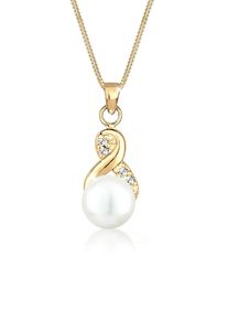 Silberkette Elli "Halskette Infinity Kristalle S&uuml;&szlig;wasserzuchtperle 925 Sterling Silber" Gr. 45, gold, Halsketten, Damen, Silber 925 (Sterlingsilber), Silberkette