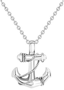 Kette mit Anh&auml;nger Firetti "Schmuck Geschenk Anker", schwarz (edelstahlfarben, schwarz), Halsketten, Herren, Edelstahl, L: 55 B: 3mm, Kette mit Anh&auml;nger, B:3mm