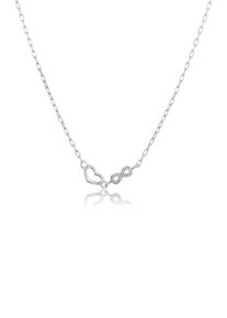 Silberkette Elli "Halskette Herz Infinity Glas Kristalle Wei&szlig; 925 Sterling Silber" Gr. 40, silber, Halsketten, Damen, mit Stein, Silber 925 (Sterlingsilber), Silberkette