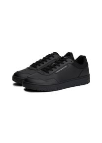 Sneaker Tommy Hilfiger "TH BASKET CORE LTH", Herren, Gr. 48, schwarz, Leder, Lederimitat, Textil, Schuhe Sneaker, Freizeitschuh, Halbschuh, Schn&uuml;rer, Logo-Aufn&auml;her an der Schuhzunge