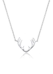 Kette mit Anh&auml;nger Elli "Halskette Hirsch Geweih 925 Sterling Silber" Gr. 45, silber, Halsketten, Damen, ohne Stein, Silber 925 (Sterlingsilber), Kette mit Anh&auml;nger