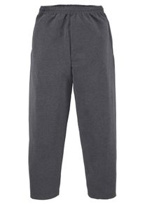 Sweathose Fruit of the Loom, Herren, Gr. S (44/46), N-Gr, grau (anthrazit, meliert), angeraute Sweatware, Obermaterial: 60% Baumwolle, 40% Polyester, bequem lang, Hosen Sweathose, Open Leg Jogginghose