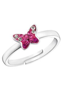 Fingerring Prinzessin Lillifee "Schmetterling", pink (silberfarben, pink, rosa, kristallwei&szlig;), Fingerringe, Damen, 1,2 g, Silber 925 (Sterlingsilber), 1,8mm, Fingerring, mit Preciosa Crystal