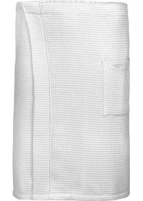 Kilt Vossen "Will-L, ideal f&uuml;r Sauna & Spa", wei&szlig;, L:60cm, Waffelpiqu&eacute;, Hausm&auml;ntel, Kilt, Saunakilt f&uuml;r Herren,Waffelpiqu&eacute;-Struktur,reine Baumwolle, Druckkn&ouml;pfe