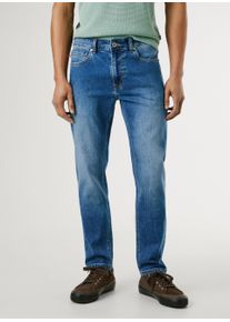 Tapered-fit-Jeans Pepe Jeans "STANLEY", Damen, Gr. 33, L&auml;nge 32, blau (med blau), Denim/Jeans, Obermaterial: 98% Baumwolle, 2% Elasthan, gerade, unten schmal, Jeans Tapered-fit-Jeans, Ziern&auml;hte an den Ges&auml;&szlig;taschen