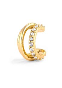 Ohrklemme Elli "Ohrringe Earcuff Single Glas Kristalle Wei&szlig; 925 Sterling Silber" Gr. 14, gold, Ohrringe, Damen, Silber 925 (Sterlingsilber), Ohrklemme