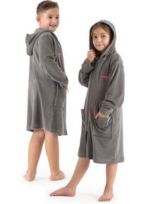 Kinderbademantel Kangaroos "Kira, Ideal f&uuml;r Zuhause, Schwimmbad oder im Urlaub" Gr. 116, grau, 116, Leichtfrottier, Hausm&auml;ntel, Kinderbademantel, modernen, sportliches Design, leuchtenden Akzenten