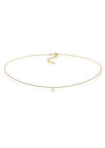 Choker Elli "Halskette Choker mit Anh&auml;nger Mondstein Rund 925 Silber" Gr. 36, gold, Halsketten, Damen, mit Steinen, Silber 925 (Sterlingsilber), Choker
