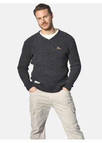 Rundhalspullover Jan Vanderstorm "Pullover mit M&uuml;tze RONAI", Herren, Gr. L, grau (dunkelgrau melange), Obermaterial: 84% Polyester COOLMAX PES(Coolmax). 16% Baumwolle CO., Pullover Rundhalspullover