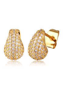 Paar Ohrstecker Elli "Ohrringe Ohrstecker Tropfen Zirkonia Messing Goldfarben", gold, Ohrringe, Damen, mit Stein, Messing, Paar Ohrstecker