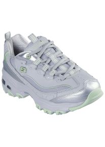 Sneaker Skechers "D'LITES-CHROMATIC", Damen, Gr. 37, grau (grau, silberfarben), Lederimitat, Textil, metallic, Schuhe Sneaker, Plateausneaker, Schn&uuml;rschuh mit Metallic Eins&auml;tzen
