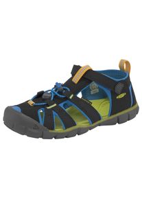 Sandale Keen "SEACAMP II CNX", Jungen, Gr. 37, schwarz (schwarz, lime), Synthetik, Schuhe Sandale