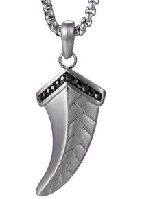 Kette mit Anh&auml;nger Firetti "Schmuck Geschenk Edelstahl Halsschmuck Halskette Teeth Zahn", schwarz (edelstahlfarben,schwarz), Halsketten, Damen, Edelstahl, L: 55, Kette mit Anh&auml;nger, mit Zirkonia (synth.)