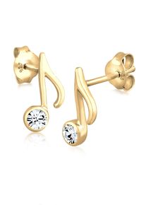 Paar Ohrstecker Elli "Ohrringe Note Musik 925 Silber, mit Kristallen von Swarovski" Gr. 10, gold, Ohrringe, Damen, 10, Silber 925 (Sterlingsilber), Paar Ohrstecker