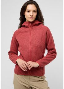 Fleecejacke Jack Wolfskin "KAMINFEUER HOODED JKT W", Damen, Gr. XS, rot (rot, coral), Obermaterial: 100% Polyester. Kontrast: 100% Polyamid . Futter: 100% Polyester, Jacken Fleecejacke