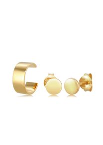 Ohrstecker-Set Elli "Ohrringe Ohrstecker Earcuff Set 925 Sterling Silber" Gr. 8, gold, Ohrringe, Damen, ohne Stein, Silber 925 (Sterlingsilber), Ohrstecker-Set