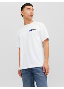 Jack & Jones Rundhalsshirt JACK & JONES "JJECORP LOGO TEE PLAY SS O-NECK NOOS", Damen, Gr. M, wei&szlig;, Single Jersey, Obermaterial: 100% Baumwolle, bedruckt, normal normal, Rundhals, Shirts Rundhalsshirt