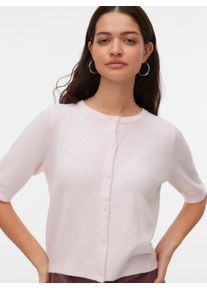 V&eacute;ro Moda Strickjacke VERO MODA "VMDOFFY 2/4 O-NECK BUTTON CARDIGAN NOOS", Herren, Gr. L, pink, a, boo detail:with wei&szlig; melange, Strick, Obermaterial: 94% Polyester, 3% Elasthan, 3% Nylon, meliert, regular fit normal, Rundhals, Strickb&uuml;ndchen, Strickjacken Strickjacke