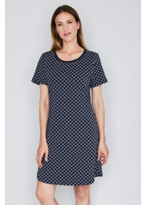 JOOP! Nachthemd JOOP "Cosy", Damen, Gr. 34, N-Gr, blau (navy aop), Obermaterial: 95% Baumwolle, 5% Elasthan, unifarben, comfort fit wadenlang, Rundhals, Kleider Nachthemd, mit Cornflower-Alloverprint