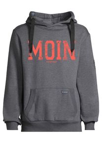 Kapuzenpullover SALZHAUT "Hoodie HEFF - MOIN", Herren, Gr. XL, grau (anthra, neon rot), Obermaterial: 55% Baumwolle CO. 45% Polyester PES., Pullover Kapuzenpullover