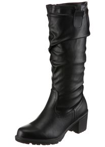 Stiefel ANISTON SHOES, Damen, Gr. 38, Normalschaft, schwarz, Lederimitat, Schuhe Stiefel, mit slouchy Schaft mit Raffungen - NEUE KOLLEKTION