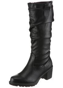 Stiefel ANISTON SHOES, Damen, Gr. 36, Normalschaft, schwarz, Lederimitat, Schuhe Stiefel, mit slouchy Schaft mit Raffungen - NEUE KOLLEKTION