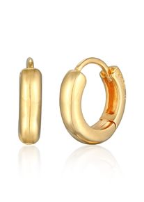 Paar Creolen Elli "Ohrringe Creolen Scharnier Basic Rund 925 Silber" Gr. 12, gold, Ohrringe, Damen, ohne Stein, Silber 925 (Sterlingsilber), Paar Creolen