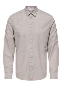 Only & Sons Langarmhemd ONLY & SONS "ONSCANTLEY LIFE LS SOLID LINEN SHIR OTL", Damen, Gr. L, N-Gr, beige, Web, Obermaterial: 95% Baumwolle, 5% Leinen, unifarben, slim fit normal, Hemden Langarmhemd