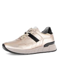 Keilsneaker Gabor "DAVOS", Damen, Gr. 35, beige (champagner, schwarz), Kalbsleder, Lackleder, metallic, Schuhe Keilsneaker, Freizeitschuh, Halbschuh, Schn&uuml;rschuh in Komfortweite H (=sehr weit)