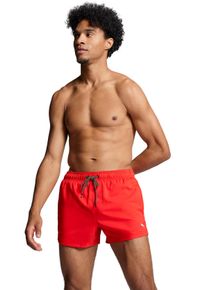 Badeshorts Puma "Puma SWIM MEN SHORT LENGTH SWIM SHORTS", Herren, Gr. S, N-Gr, rot, Web, Obermaterial: 100% Polyester, unifarben, Badehosen Badeshorts, mit seitlichen Eingriff-Taschen, Ges&auml;&szlig;tasche mit Klettverschluss
