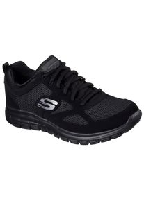 Sneaker Skechers "BURNS-AGOURA", Herren, Gr. 41, schwarz, Leder, Textil, kontrastfarbene Details, Schuhe Sneaker, Schn&uuml;rschuh, Sportschuh mit Memory Foam