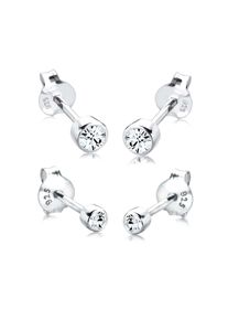 Ohrstecker-Set Elli "Ohrringe Ohrstecker Set Wei&szlig; 925 Sterling Silber, mit Kristallen von Swarovski", silber, Ohrringe, Damen, Silber 925 (Sterlingsilber), Ohrstecker-Set