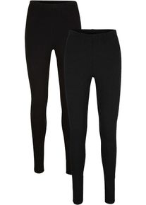 Leggings bonprix, Damen, Gr. 44/46 (L), N-Gr, schwarz (schwarz, schwarz), Web, Obermaterial: 95% Baumwolle, 5% Elasthan, unifarben, skinny fit lang, Hosen Leggings, aus Baumwolle und Elasthan, schmale Passform, mit Elastikbund