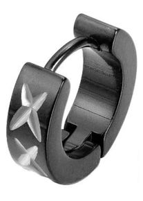 Single-Creole Firetti "Schmuck Geschenk Ohrschmuck einzeln BlackLine", schwarz (edelstahlfarben, schwarz), Ohrringe, Damen, 13,6mm, Edelstahl, Single-Creole