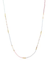 Silberkette Elli "Halskette Glas Perlen S&uuml;&szlig;wasser-Zuchtperle Bead 925 Silber vergoldet" Gr. 80, bunt, Halsketten, Damen, Silber 925 (Sterlingsilber), Silberkette