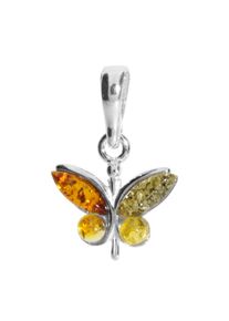 Kettenanh&auml;nger OSTSEE-SCHMUCK "- Schmetterling - Silber 925/000 - Bernstein" Gr. 20, silber (silber 925, silberfarben, wei&szlig;), Schmuckanh&auml;nger, Damen, Silber 925 (Sterlingsilber), Kettenanh&auml;nger