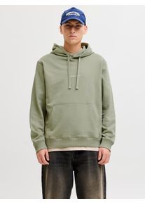 Jack & Jones Kapuzensweatshirt JACK & JONES "JORNORREBRO EMB SWEAT HOOD NOOS", Herren, Gr. XS, seagrass, angeraute Sweatware, Obermaterial: 89% Baumwolle, 11% Polyester, unifarben, relaxed fit normal, Rundhals, Rippb&uuml;ndchen, Sweatshirts Kapuzensweatshirt, mit Logo Print