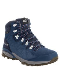 Wanderschuh Jack Wolfskin "REFUGIO TEXAPORE MID W", Damen, Gr. 39, dunkelblau, grau, Leder, Synthetik, Schuhe Wanderschuh, wasserdicht, Trekkingschuh