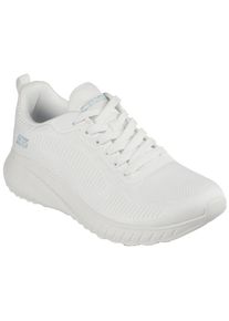 Sneaker Skechers "BOBS SQUAD CHAOS FACE OFF", Damen, Gr. 38, wei&szlig; (sanftes wei&szlig;), Textil, Schuhe Sneaker, Freizeitschuh, Halbschuh, Schn&uuml;rschuh mit Komfort-Innensohle