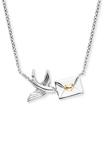 Kette mit Anh&auml;nger Engelsrufer "Schmuck Geschenk Schwalbe und Liebespost", gold (silberfarben, gelbgoldfarben), Halsketten, Damen, Silber 925 (Sterlingsilber), L: 44 B: 1,33mm, Kette mit Anh&auml;nger, B:1,33mm