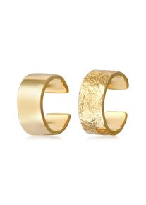 Schmuckset Elli "Ohrringe Earcuff Breit Basic Geh&auml;mmert 2er Set 925 Silber" Gr. 10, gold, Ohrringe, Damen, 10, Schmuckset