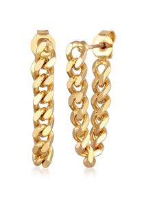 Paar Ohrstecker Elli "Ohrringe Ohrh&auml;nger Panzerkettenglieder Goldfarben" Gr. 24, gold, Ohrringe, Damen, mit Stein, Messing, Paar Ohrstecker