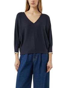 Strickpullover comma, Damen, Gr. M (38), navy, Strick, Obermaterial: 80% Viskose, 20% Polyamid, unifarben, l&auml;ssig geschnitten h&uuml;ftbedeckend, V-Ausschnitt, B&uuml;ndchen, Pullover Strickpullover, mit V-Ausschnitt
