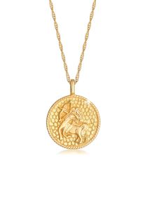 Kette mit Anh&auml;nger Elli "Halskette Sternzeichen Sch&uuml;tze Zodiac Astro M&uuml;nze 925 Silber" Gr. 45, gold, Halsketten, Damen, ohne Stein, Silber 925 (Sterlingsilber), Kette mit Anh&auml;nger