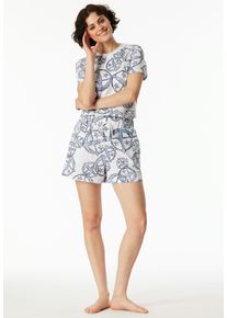 Shorts Schiesser "Schiesser 150 Years", Damen, Gr. 42, N-Gr, bunt (multicolor 1), Single Jersey, Obermaterial: 100% Baumwolle, kurz, Hosen Shorts, seitliche Taschen, weites Bein, Baumwolle, Bindekordel